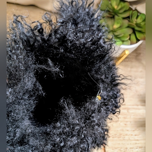 Philosophy di Alberta Ferretti • Mongolian Sherpa Fur Shaggy Boots in Black RARE - Picture 4 of 5